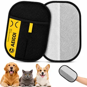 AEICOI Static Electricity Pet Hair Remover Glove Reusable Deshedding Brush for Loose Fur Gentle Pet Grooming & Massage Glove for Cats and dogs