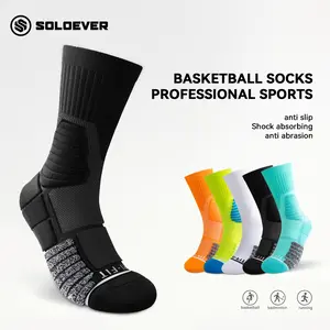 5Pairs Unisex Professional Moisture-Wicking Sports Socks, Anti-Slip Cushioned Athletic Socks for Basketball, Running & Training - Breathable, Shock Absorbing, Durable for All Seasons