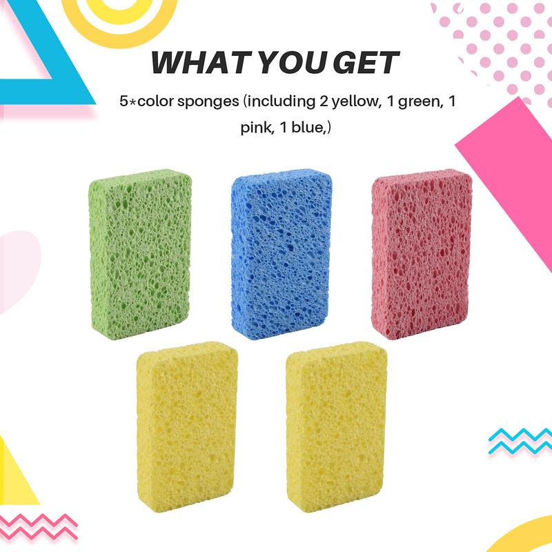 Large Cellulose Sponges,Kitchen Sponges for Dish, Duty Scrub Sponges,Non-Scratch Dish Scrubber Sponge for Cookware 5 Pcs