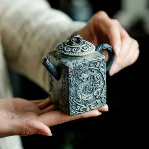 Tiandeling New High-End Imitation Antique Dragon-Pattern Ceramic Mini Teapot for One Person, Women’s Household Gongfu Tea Set