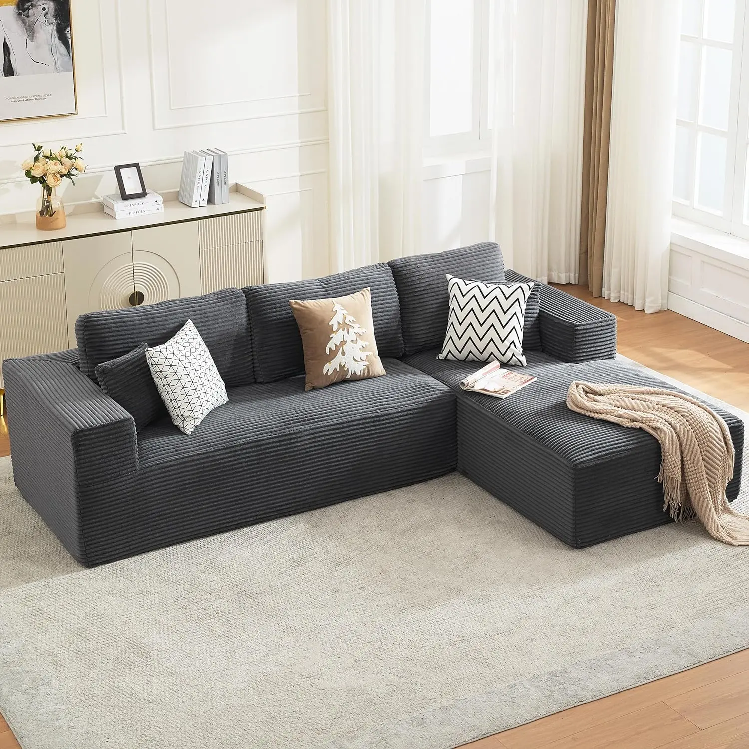 Grey-3 Seater - Right Facing Chaise