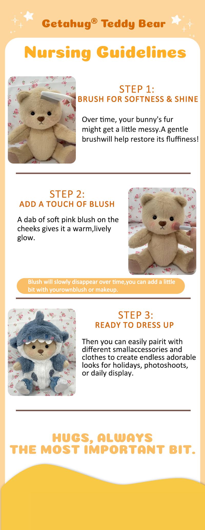 Shark Teddy Bear | Getahug Handmade Jointed Plush with Changeable Poses, Cuddly Stuffed Animal Gift for Collectors & Lovers, cozyvibes Huggable Collectible