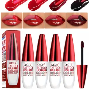 4PCS Gloss Peel Off Lip Tint, Wipe-On ColourLipsticks.Tattoo LipGlaze,Matte High Pigment LongWearWaterproof -Lipgloss Makeup Glossy Lipstick
