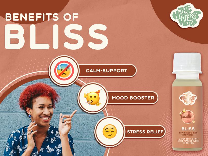 BLISS - Lemon & Lavender Wellness Vitamins Supplement Shots with Blissful Terpene Blend for Stress Relief, Uplifted Mood & Positivity