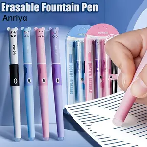 6pcs Erasable Fountain Pens Set Including Replaceable Black and Blue Refills, Essential for Calligraphy Practice, Comfortable Grip Smooth Writing, Gifts for Beginners, School Supplies