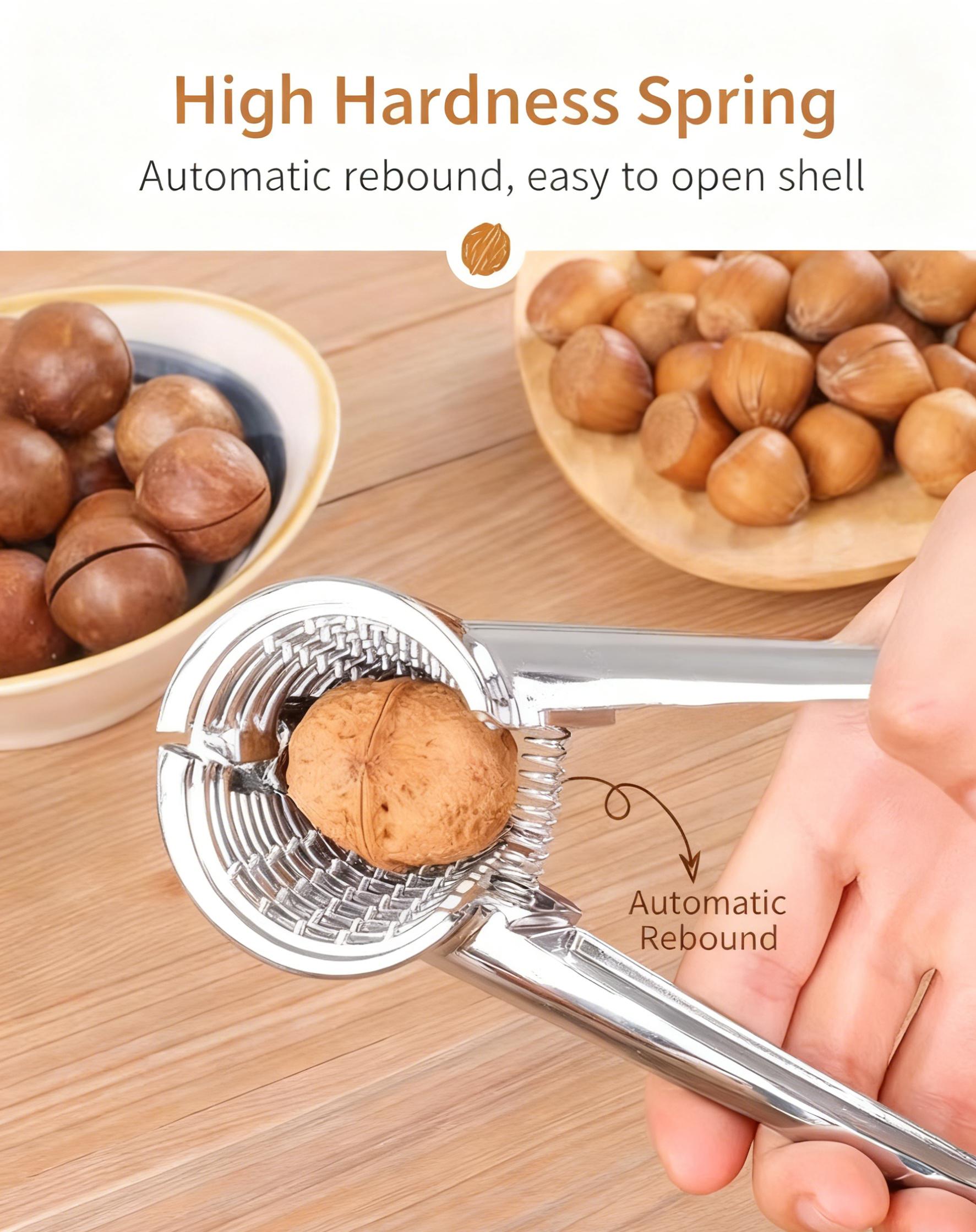 Multifunctional Walnut Cracker with Handle for Home Use Durable Aluminum Alloy Easy Labor-saving Nut Sheller for Walnuts & Pine Nuts