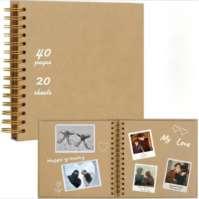 Travel Scrapbook Album ,Scrapbook photo album,40 Page DIY Spiral Memory Book(8 x 8 Inch,10x 10 Inch) ,Photo lay flat book for Photo Journaling Anniversary Wedding Gifts Family Gifts,Gifts for boyfriend scrapbooking
