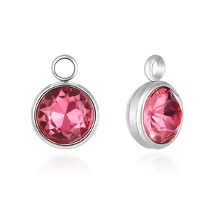 10pcs Grade A July Ruby Birthstone Charm Drops, Stainless Steel, Non Tarnish, 10mm, CCP30-7