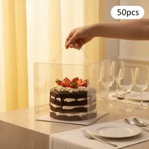 PET Cake Boxes with Cardboards 50Pcs for Cupcakes Chocolates Handmade Gifts home essentials