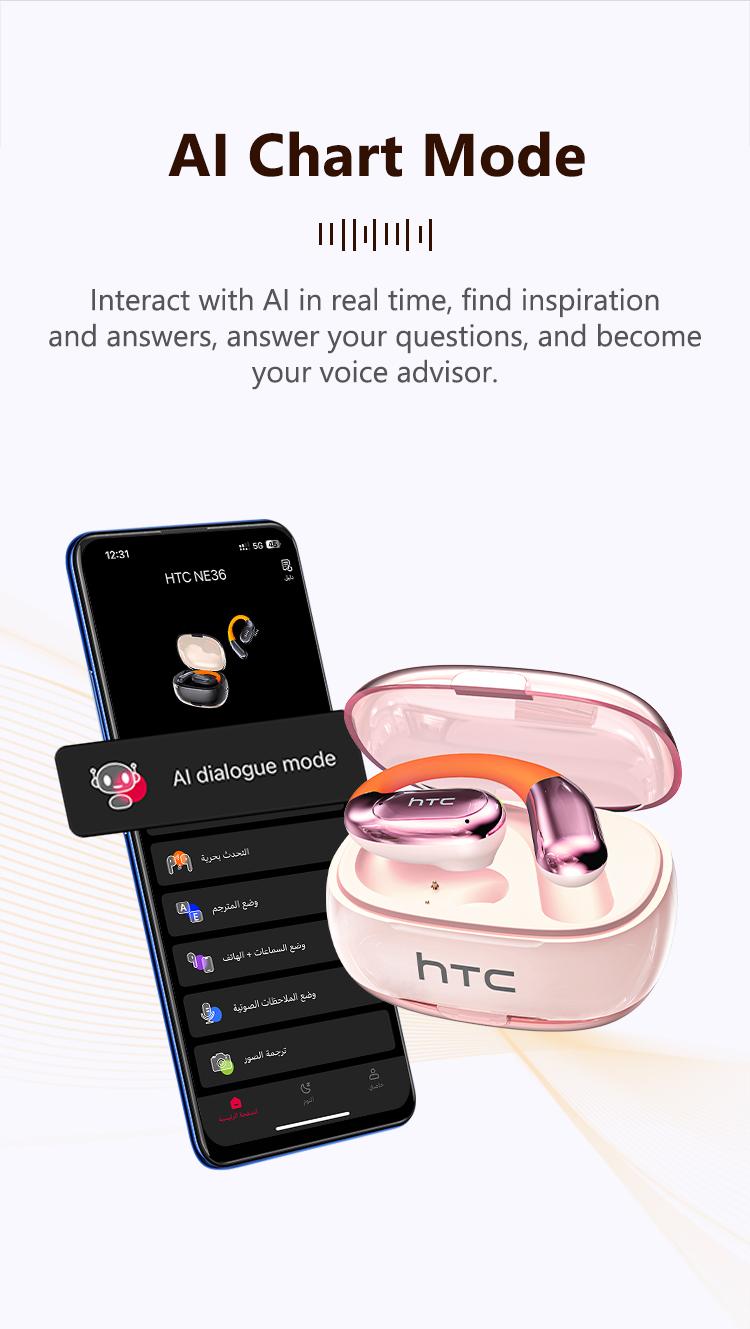 HTC NE36 intelligence AI audifonos bluetooth 134 languages worldwide translatorearbuds 5.4 Wireless Earphones bone conduction headphones | Suitable for Office, Sports, Study and Audio Calls | Built-in Microphone | Earphones HTC NE36 intelligence AI audifonos bluetooth 134 languages worldwide translatorearbuds 5.4 Wireless Earphones bone conduction headphones | Suitable for Office, Sports, Study and Audio Calls | Built-in Microphone | Earphones