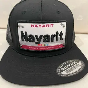 Nayarit Trucker Hat - Black Snapback with Mexico Flag Patch High Quality Flat Pro Design