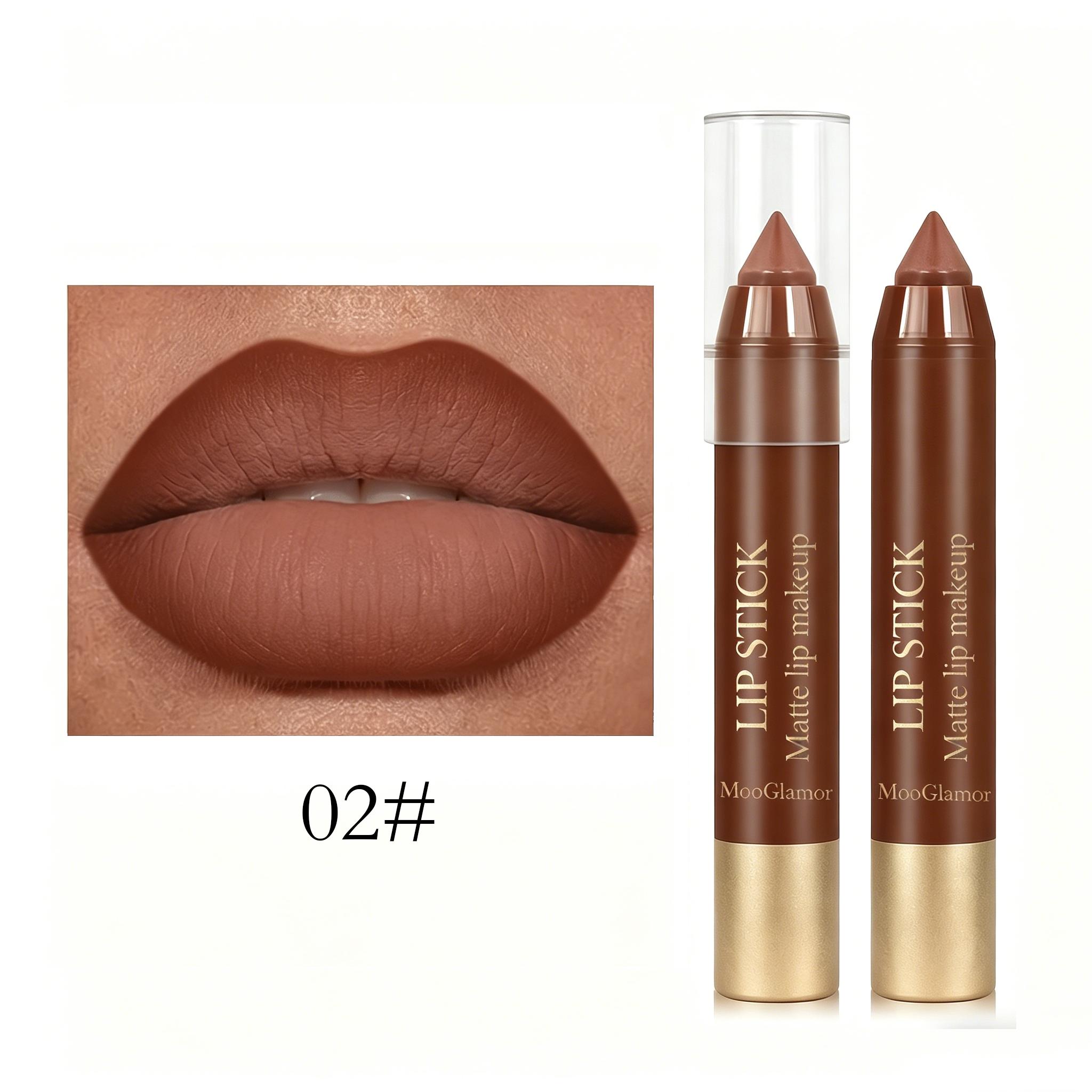Mooglamor 6Pcs Matte Creamy Lipstick Pencil Set Long Lasting Makeup Waterproof Transferproof Lip Pens Nude Brown Moisturizing Lip Glossy Smooth Cosmetics DealsForYouDays