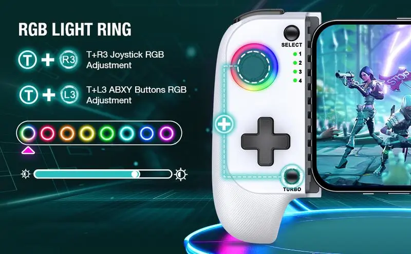 Wireless Mobile Gaming Controller for 100-175mm Smartphones, Rechargeable Portable Controller for iPhone/Android/iPad, Hall Effect Joystick, Turbo, Low Latency Bluetooth, Phone Case Support, Gaming Accessories for Steam, Cool Gadgets Gifts for Him