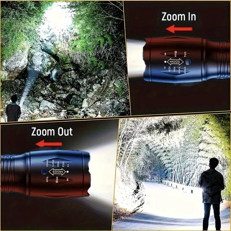 LED Flashlights,Portable Flash Light With 5 Modes & Zoomable,Bright Torch For Camping, Hiking Outdoor, Home Emergency Lighting