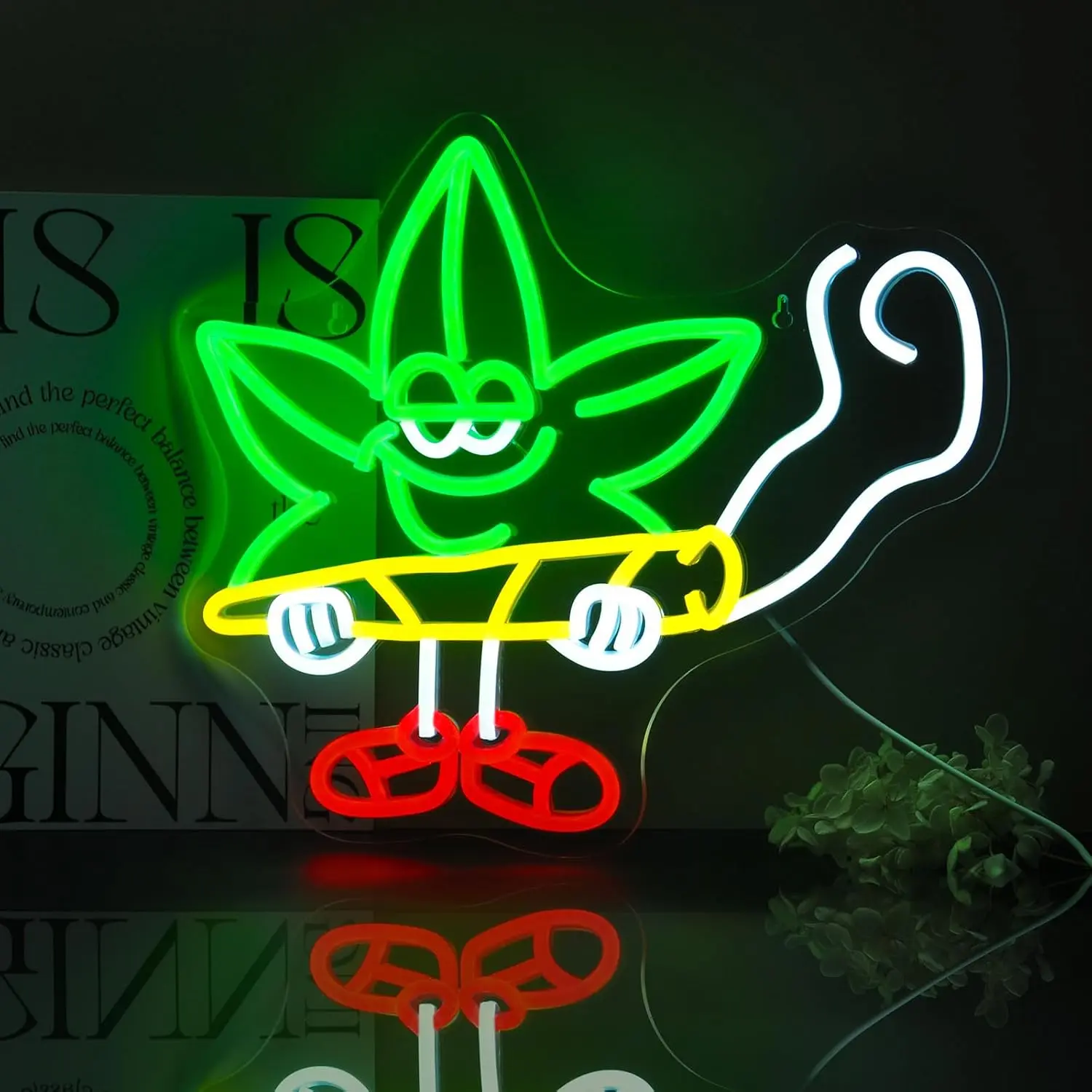 Leaf Weed Neon Signs LED Neon Lights Signs for Wall Decor Bedroom Suitable for Living Room Bar Game Room Hotel Birthday Party Restaurant Christmas Unique Gift for Lover 15.19 * 13.18 Inch