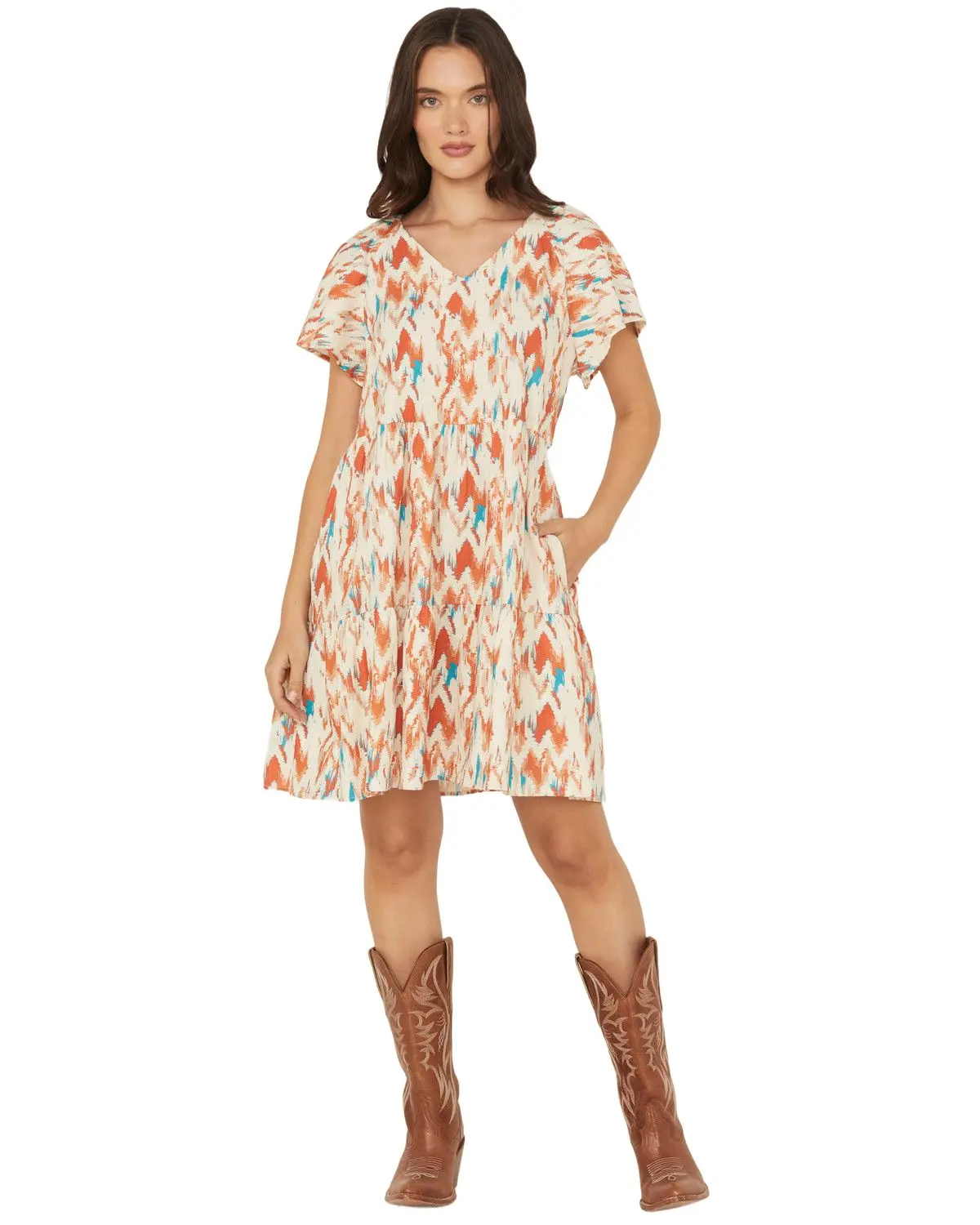 Ariat Women's Women'S Delilah Southwestern Print Short Sleeve Mini Dress - 10060396
