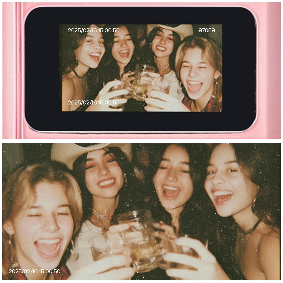 HOTU Mini Keychain Digital Camera – Sparkling Rose Gold Y2K Pocket 1080P HD Camera with 1MP Lens, Flash & 0.96" Screen, 32G Card Included, Retro Vlog Camera for Travel, Concerts, Kids & Instant Party