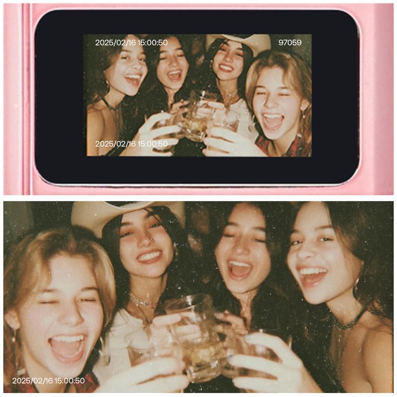 【Valentine's Day gift】HOTU Mini Keychain Digital Camera – Sparkling Rose Gold Y2K Pocket 1080P HD Camera with 1MP Lens, Flash & 0.96" Screen, 32G Card Included, Retro Vlog Camera for Travel, Concerts, Kids & Instant Party