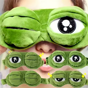 3D Frog Eye Mask, 9cm Cotton+Plush Soft Cute 3D Shaping Cartoon Eyeshade, Hypoallergenic Adjustable Strap Portable Blindfold for Travel, Whimsical Adults Gifts