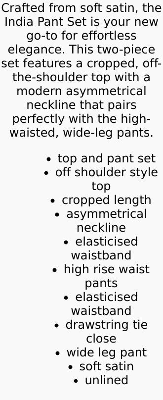 India Pant Set - Black