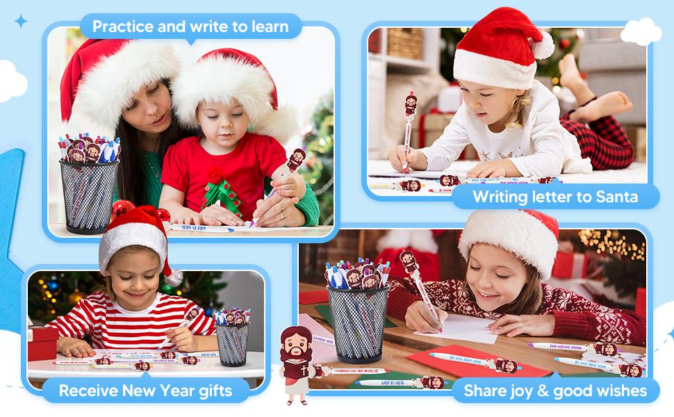 Valentine Day Gift  24 Pcs Christian Jesus Pens - Cute Jesus Ballpoint Pens with Inspirational Quotes for Kids, Classroom Prizes