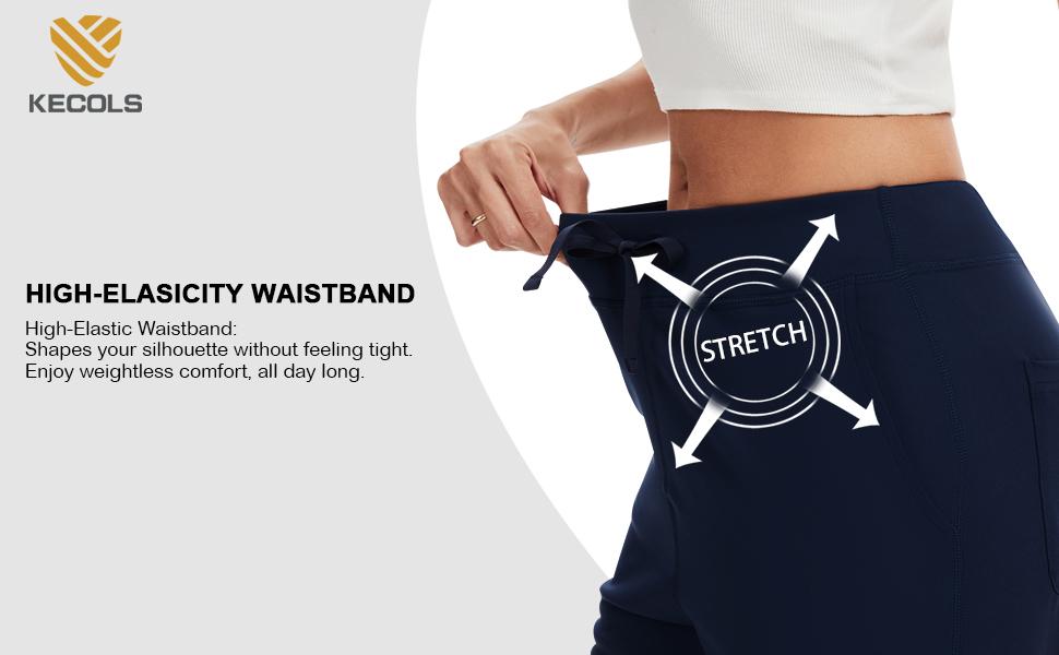 Kecols Women's Jogger Style Yoga Scrub Pants High Rise Slim Fit with 5 Pockets Anti-Wrinkle Knit Waistband SpringStatements