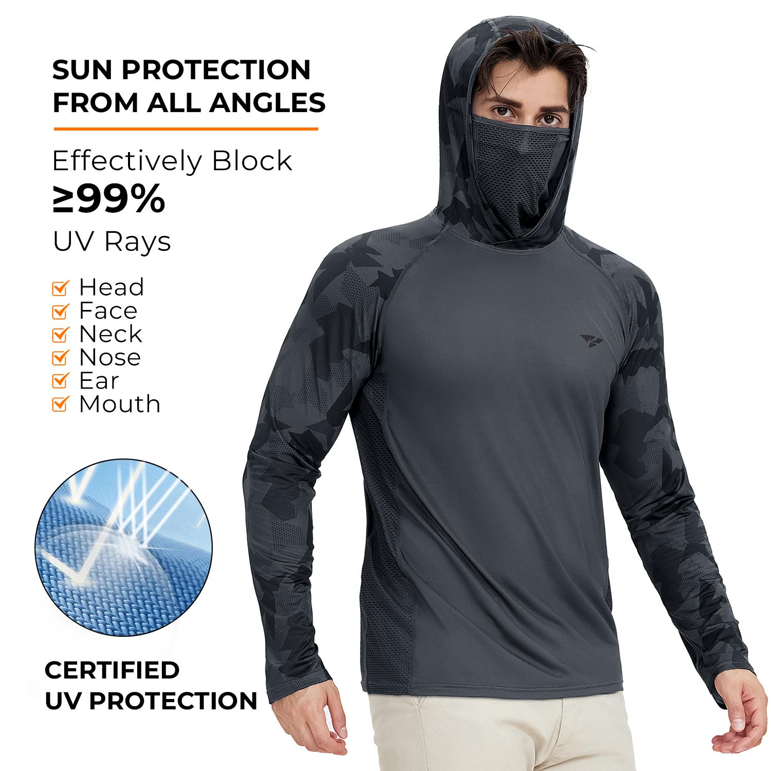 【RODEEL】915 Sun Hoodie Shirts w/ Mask Neck Gaiter Men UPF 50+ UV Protection Long Sleeve Lightweight Quick Dry Moisture Wicking Breathable Cooling Athletic Activewear for Outdoor Fishing Boating Hiking Cycling Construction Roofing Gardening Tree Service 【RODEEL】915 Sun Hoodie Shirts w/ Mask Neck Gaiter Men UPF 50+ UV Protection Long Sleeve Lightweight Quick Dry Moisture Wicking Breathable Cooling Athletic Activewear for Outdoor Fishing Boating Hiking Cycling Construction Roofing Gardening Tree Service