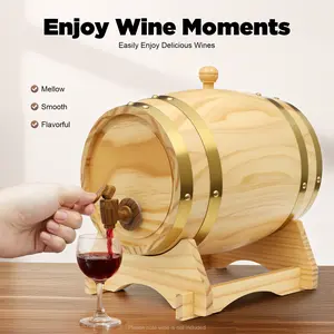 5 Liter Pine Barrel for homemade bulk whiskey, beer, wine, rum, wine cellar, home, restaurant, decoration Utensils Equipment Log Color