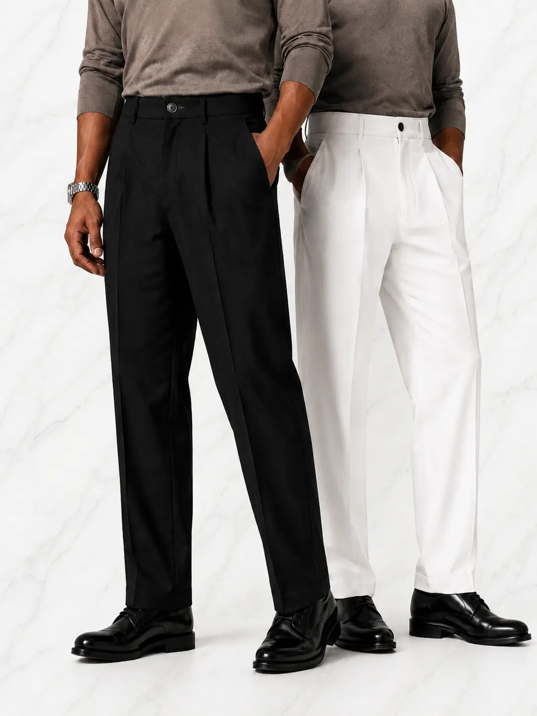 Men's dress pants. Classic, premium casual pants—lightweight and thin for business-casual wear. High-waisted business casual long pants. Comfortable material. Breathable and quick-drying. Pocket design. Multi-functional pants. Business attire. Wedding att