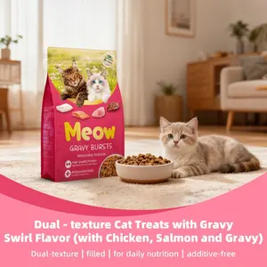 Meow Gravy Bursts Dual-Texture Cat Treats - Gravy Swirl with Chicken & Salmon | Additive-Free Daily Nutrition