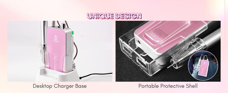 Makartt Professional Nail Drill, Nouvella 35000RPM Electric Nail Filer Machine with Coreless Motor for Acrylic Gel Nail, Rechargeable Efile with Nail Drill Bit Set, Manicure Salon Home DIY Use, Pink Nail Care Nail Art,New Year Best Gift Cutics