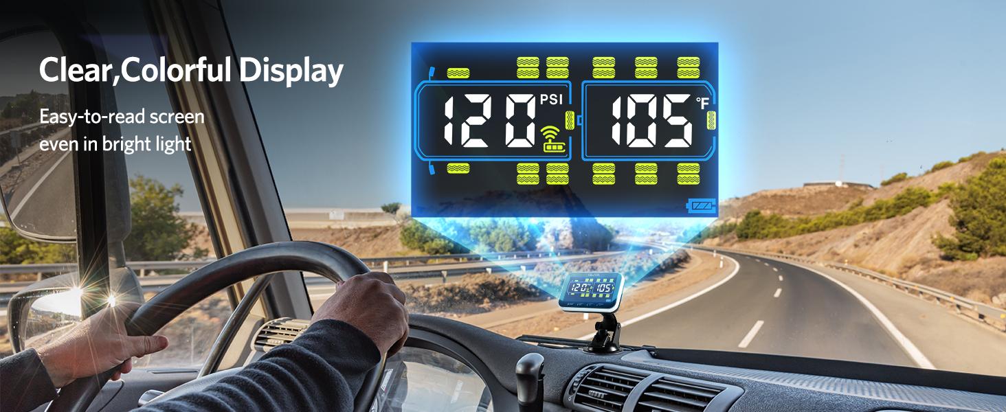 GUTA Trailer Tire Pressure Monitoring System, RV Tire Pressure Monitor with 6 Alert Modes, Power Saving Mode, Large Color Display, Long Sensing Distance, 0-188PSI TPMS for RV Trailer Semi GUTA Trailer Tire Pressure Monitoring System, RV Tire Pressure Monitor with 6 Alert Modes, Power Saving Mode, Large Color Display, Long Sensing Distance, 0-188PSI TPMS for RV Trailer Semi