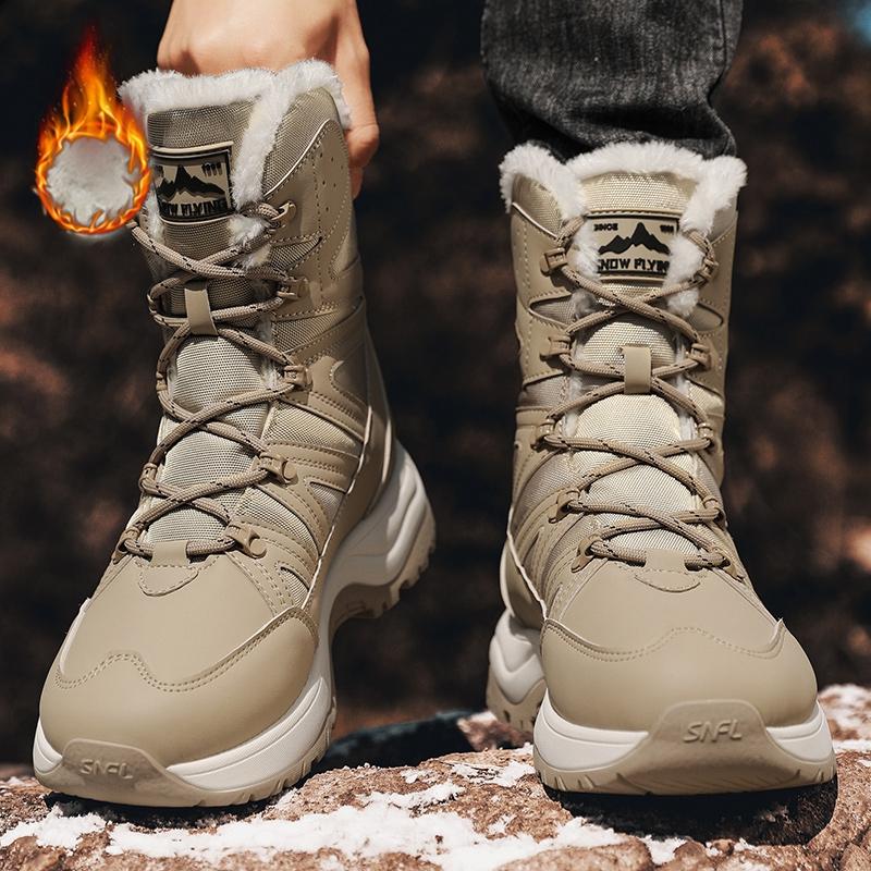 Unisex Winter Snow Boots Waterproof Shoes Walking Comfortable Hiking Tennis Booties Furry Mid Calf Warm Lightweight White Boy Footwear Bota Tactical Bedroom