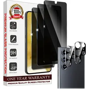 Entronix Case Privacy Screen Protector for Galaxy S23 Ultra with Camera Lens [3+2], Anti-Spy Tempered Film Protection Durable