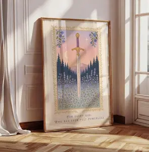 [Sale off up to 50%] [Free ship] [No Frame] Powerless Print, Fantasy Bookish Art, Girly Book Lover Gift, Sword Art, For every girl Who has ever felt powerless, Book Quote, Physical Art