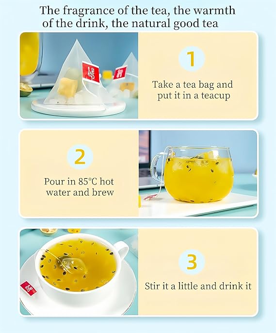 Natural Cold Brew Tea -Kumquat Lemon Passion Fruit Tea -Green Tangerine Fruit Tea Bags 200g(7.05 oz.)-Perfect for Office & OutdoorEnjoyment Passion Fruit Kumquat Tea Mix Beverage Cooler Loaded Tea