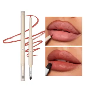 6 Piece Nude Lip Liner Kit with Brush Double Sided Cream Lip Pencils Matte Waterproof Formula Easy Apply Lipliner for Natural Lips Work and Travel Long Wear Smudge Resistant Gloss Lipgloss