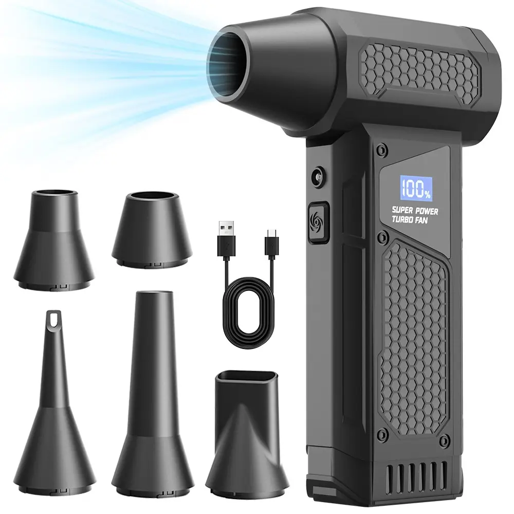 One piece of Portable Handheld High-Speed Turbine Fan Dust Blaster, Inflatable Function, 150w Brushless Motor, Rechargeable Multi-Functions Electronic air duster, Super Power Blower, USB Rechargeable Blower