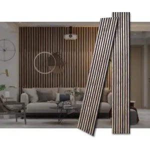 3D Fluted Sound Absorbing Decorative Soundproof Panels Acoustic Wood SLAT Wall Panels for Interior Design 94.48x23.62in 2PCS Coverage