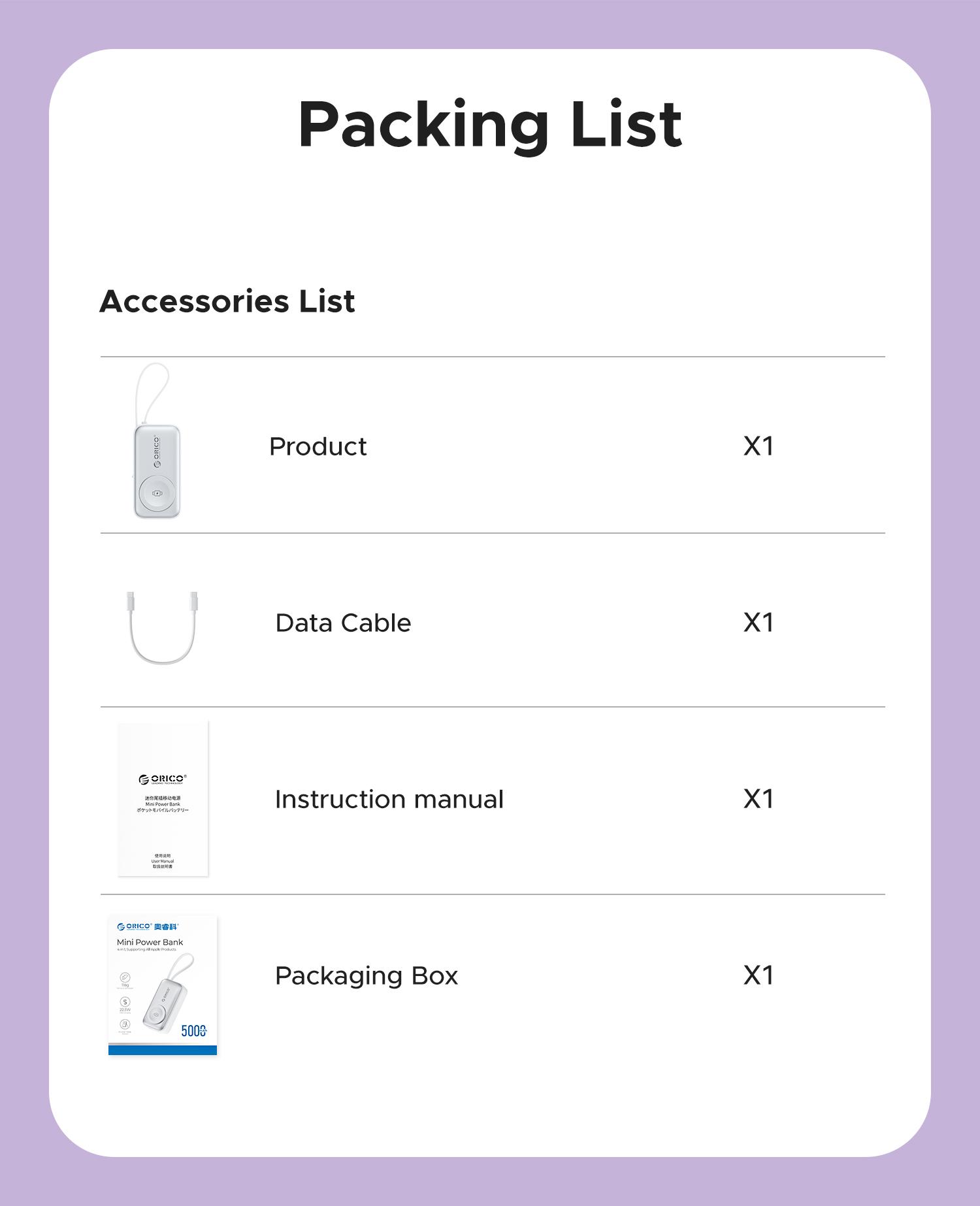 Orico 3-in-1 Portable Power Bank with Integrated Cable, Watch Wireless Charging, and Foldable Wall Plug – Compact Fast-Charge Battery for iPhone & Android - S18