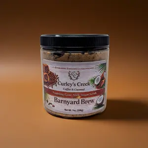🥥 Barnyard Brew | Foaming Goat Milk Sugar Scrub | Handmade Natural Skincare | Coconut Coffee Blend | Curley’s Creek Body Exfoliant Hydration Exfoliation Duo