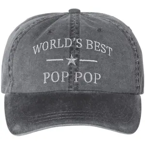 World's Best Pop Pop Embroidered Dad Hat | Funny Grandpa Birthday Father's Day Gift Vintage Style Cap