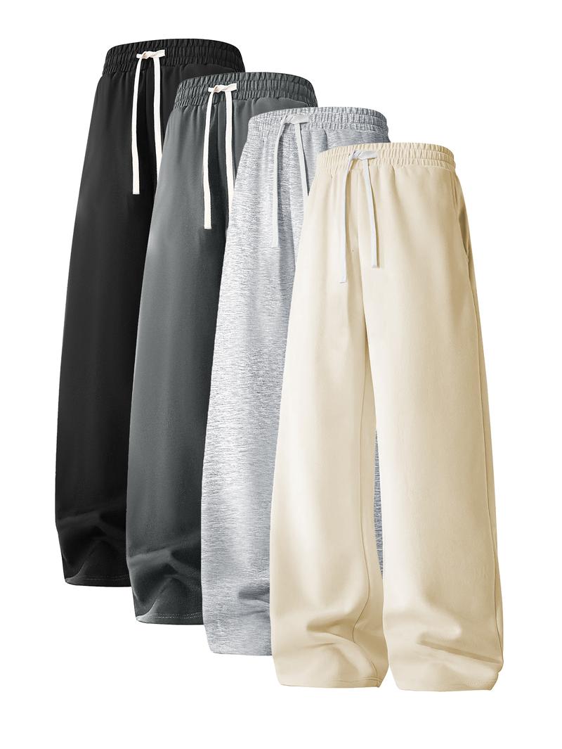Men's Regular Fit Drawstring Casual Pants - Soft and slightly stretchy fabric, comfortable and breathable, drawstring waist adjustment, solid color, perfect for outdoor sports and fitness activities in spring and summer