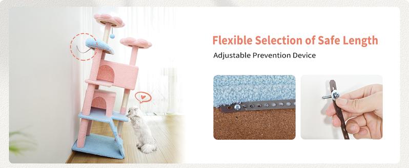 MADE 4 PETS Cat Tree 54-Inch Contemporary Design with Sisal Scratching Post & Climbing Ladder for Small Medium Cats Play House Condo MADE 4 PETS Cat Tree 54-Inch Contemporary Design with Sisal Scratching Post & Climbing Ladder for Small Medium Cats Play House Condo