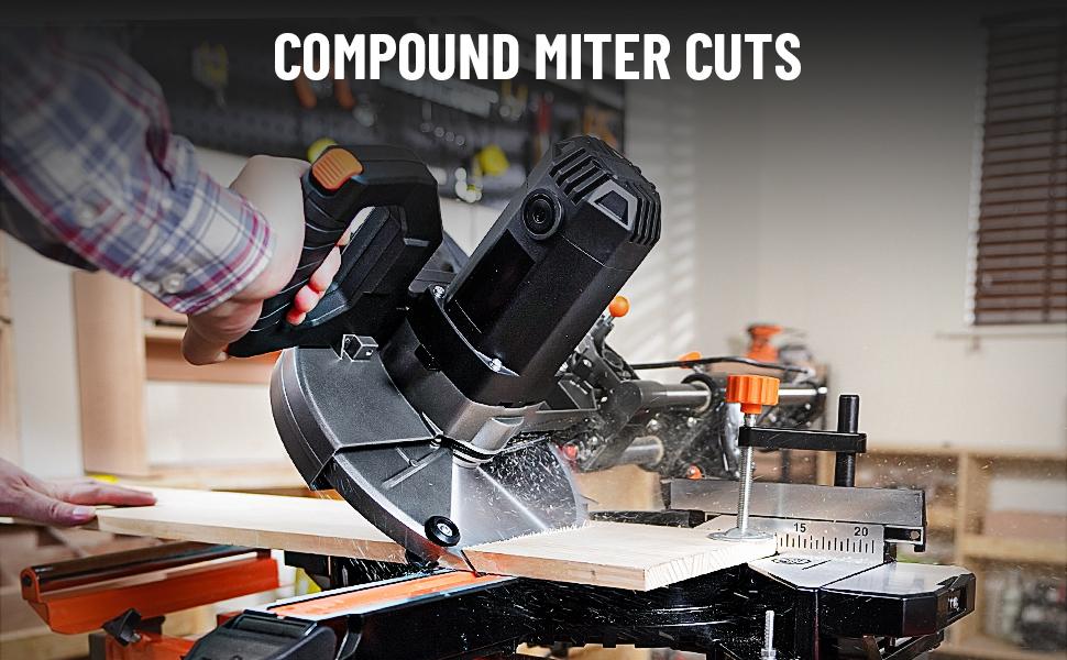 DOVAMAN 10in 15A Single Bevel Sliding Miter Saw, w/3 Blades, 4500/3200RPM, Max Cut 3.5x13.4in, 9 Positive Stops for Wood, PVC or Soft Metal