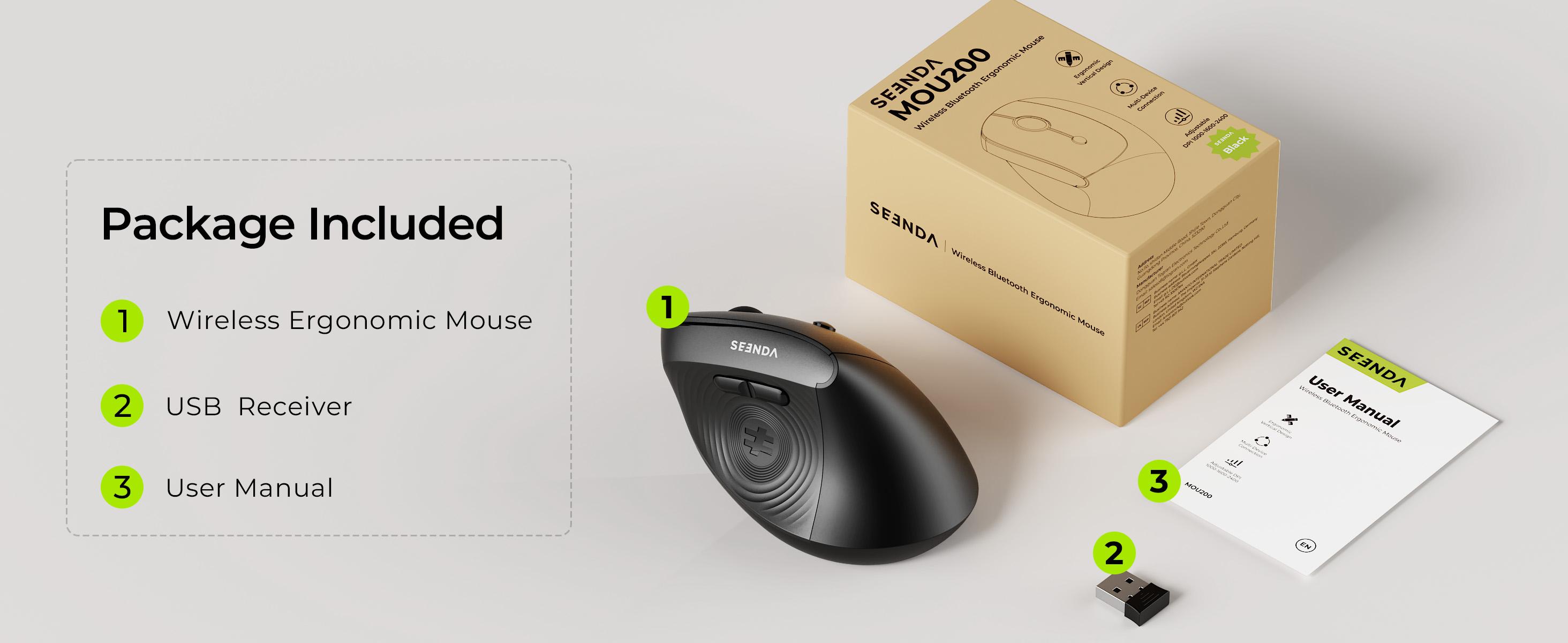 Seenda Ergonomic Mouse Wireless, MOU200 Bluetooth Vertical Mouse - 2.4G & Bluetooth Multi-Device Connectivity Wireless Mice for Windows, Mac OS Computer/PC/Laptop Seenda Ergonomic Mouse Wireless, MOU200 Bluetooth Vertical Mouse - 2.4G & Bluetooth Multi-Device Connectivity Wireless Mice for Windows, Mac OS Computer/PC/Laptop