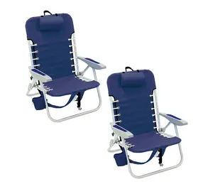 Rio Beach 4-Position Lace-Up Aluminum Backpack Chair Navy 2 Pa