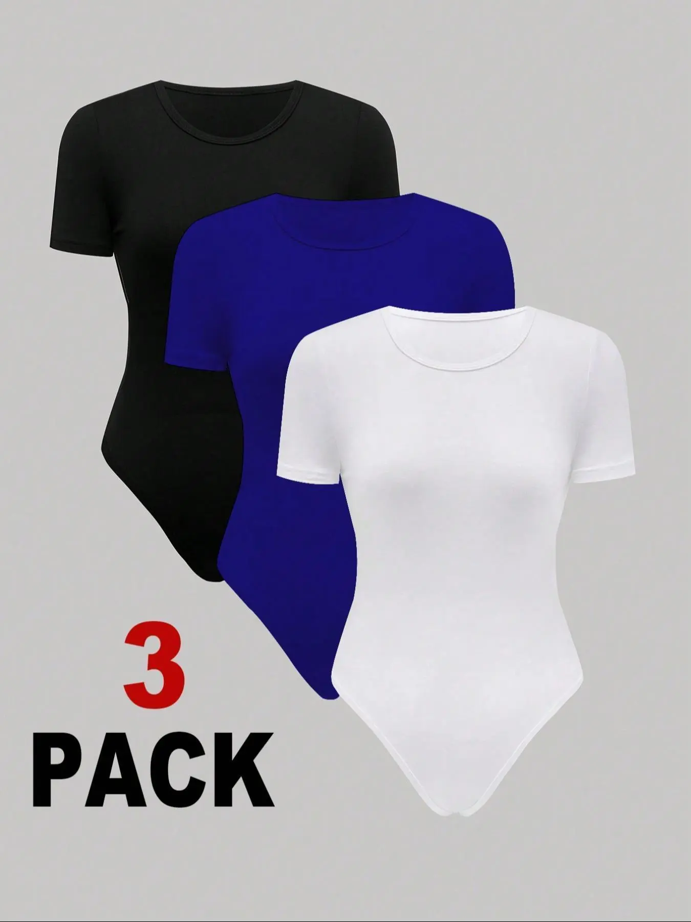 Women's Solid Color Round Neck Bodysuit, Casual Short Sleeve Bodysuit for Daily Wear, Ladies Clothes for All Seasons