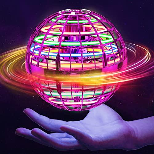 Flying Orb Ball (Pink, 2026 Upgraded) with Dazzling Lights, Magic Hover Spinner, Cool Boomerang Drone, Floating Cosmic Globe, Kids Toys Gifts for 6 7 8 9 10 Year Old Boys Girls