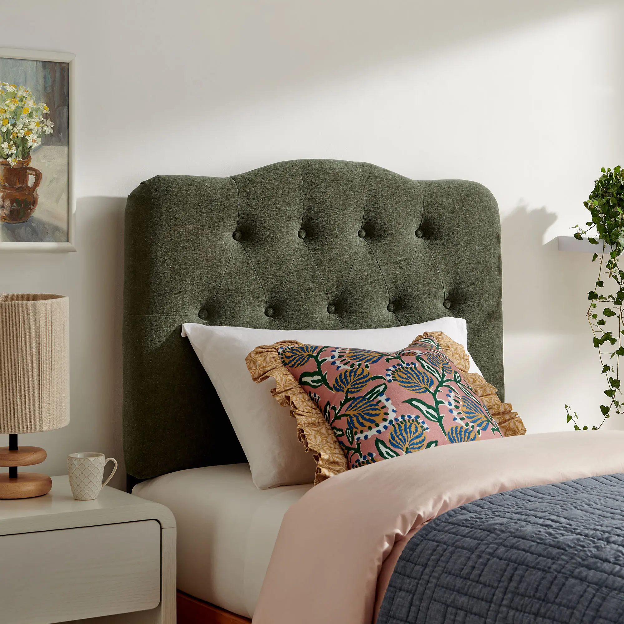 Annabel Premium Linen Blend Twin Headboard in Sage Annabel Premium Linen Blend Twin Headboard in Sage